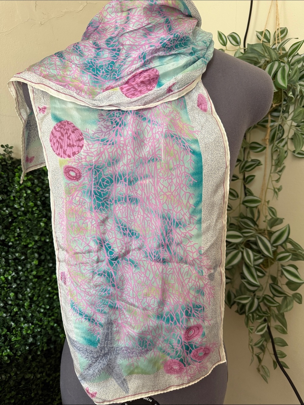 Lightweight Pastel Pink & Aqua Women's Scarf by